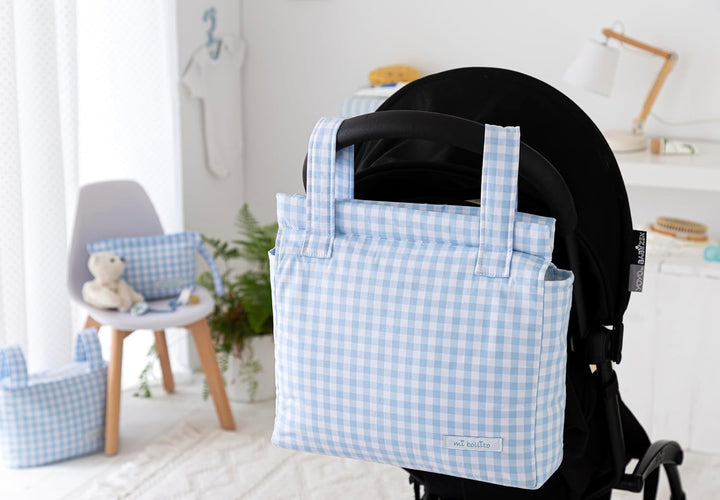 Mein gekochtes - Vichy Modellpaket, Blau 2, Pakket met wandel tas, verschoningsmatje en toilettas