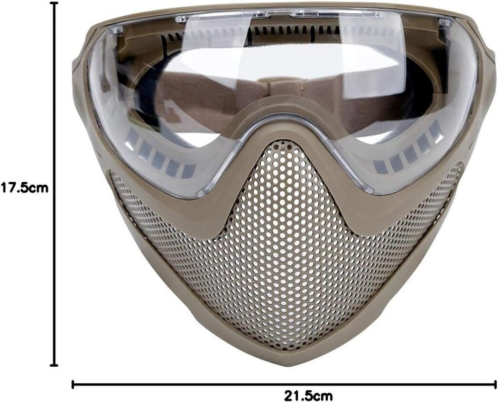 ATAIRSOFT Airsoft 2 Modi Taktische Sicherheit Schutz Vollmaske Antibeschlagbrille Set mit 3 Wechselo
