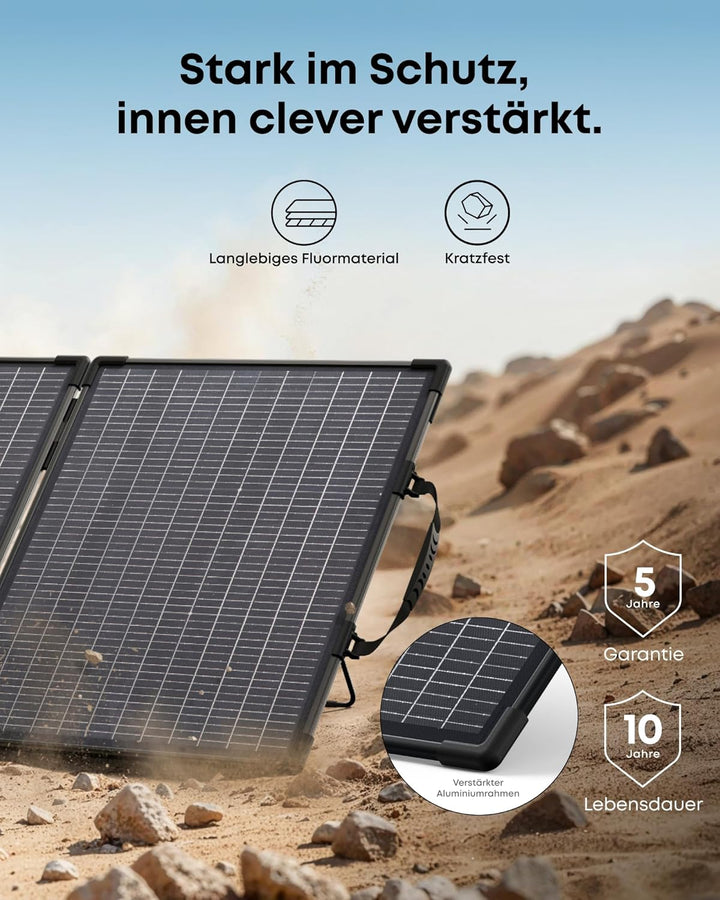 Anker SOLIX PS100 Bifaziales tragbares Solarpanel, 100W faltbares Solarladegerät mit beidseitiger En