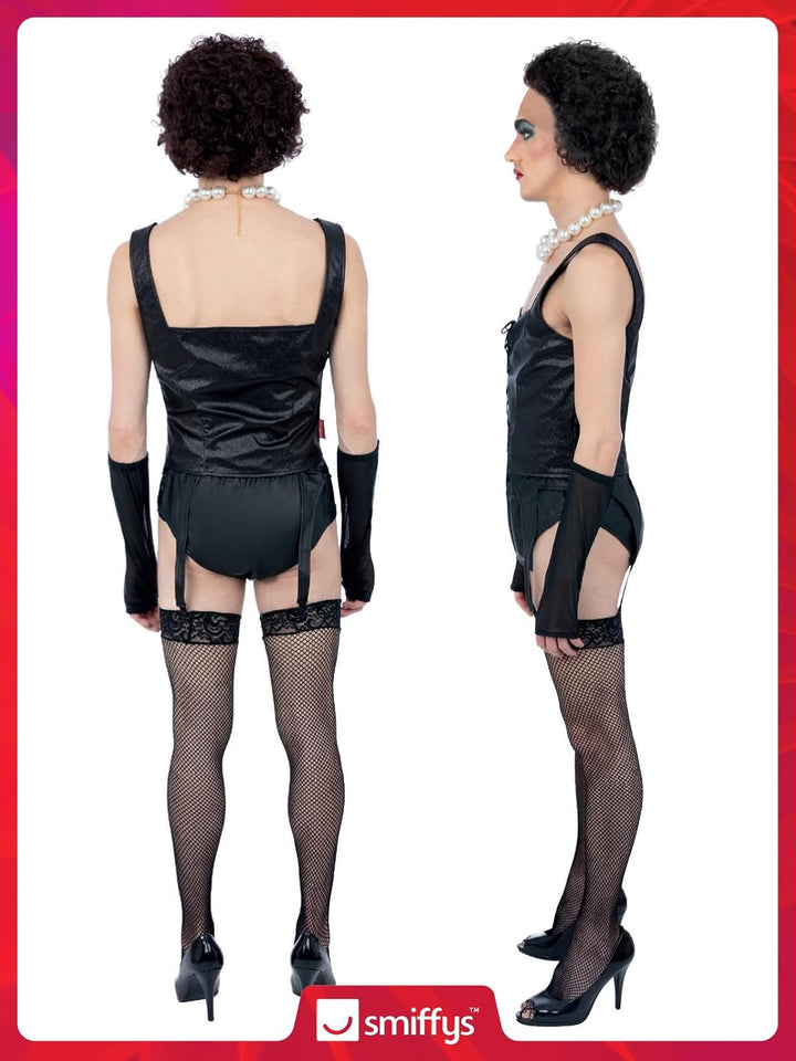 Smiffys Rocky Horror Show Frank N Furter Kostüm für Erwachsene, Korsett, Strapsgürtel, Hose, Handsch