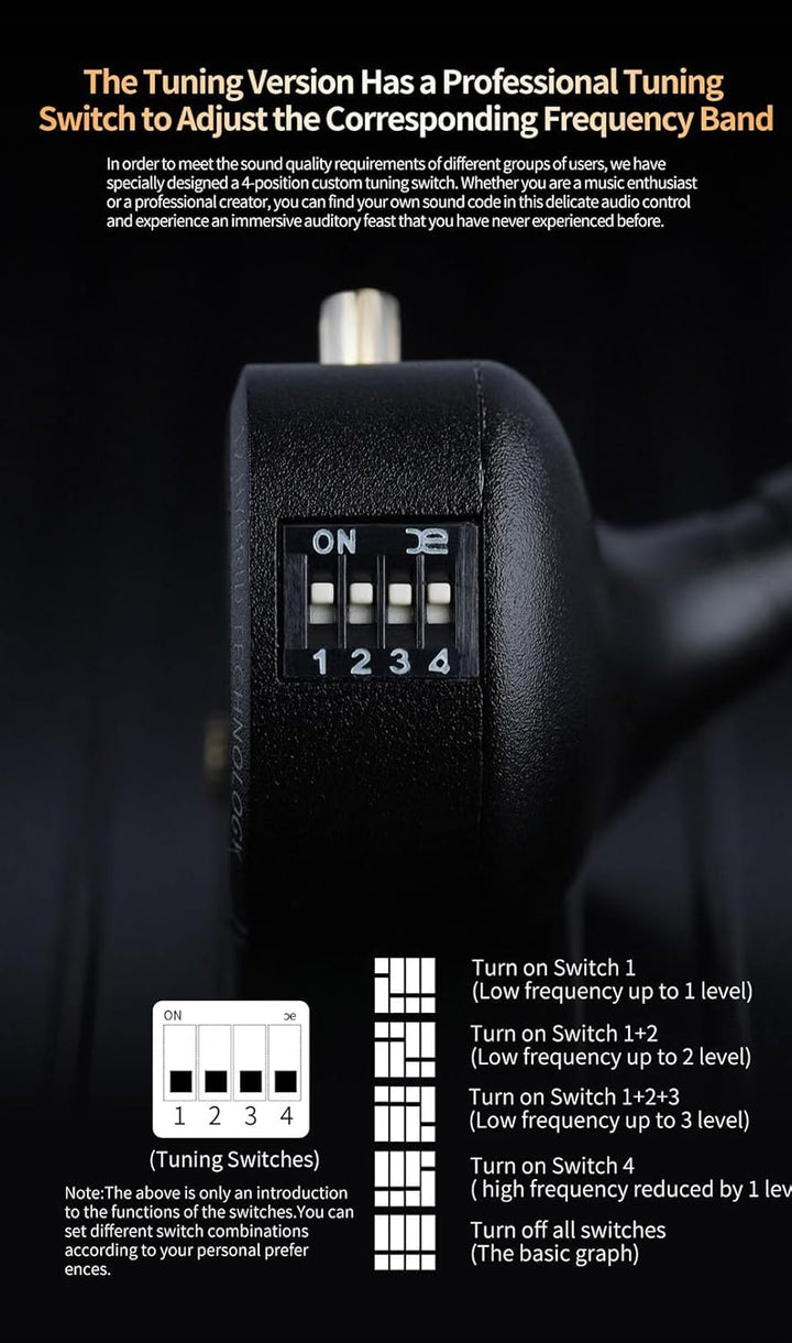 Yinyoo KZ ZS12 PRO X In Ear Monitor Kopfhörer Kabel,1DD 5BA 4-Schalter-Abstimmung IEM,Super Linearer