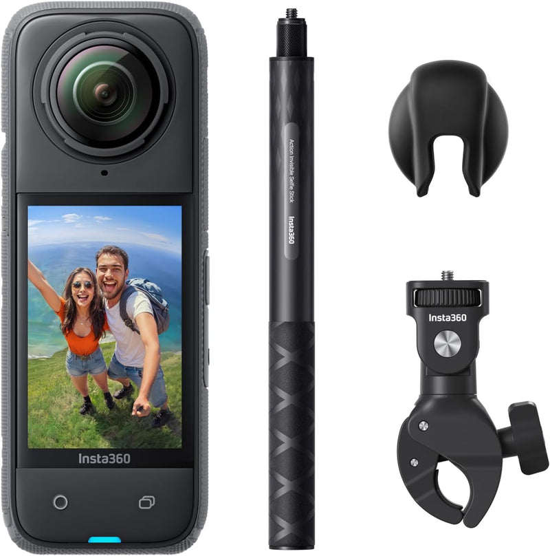 Insta360 X4 Motorrad-Bundle – wasserdichte 8K 360°-Action-Cam, 4K Weitwinkelvideos, Unsichtbarer Sel