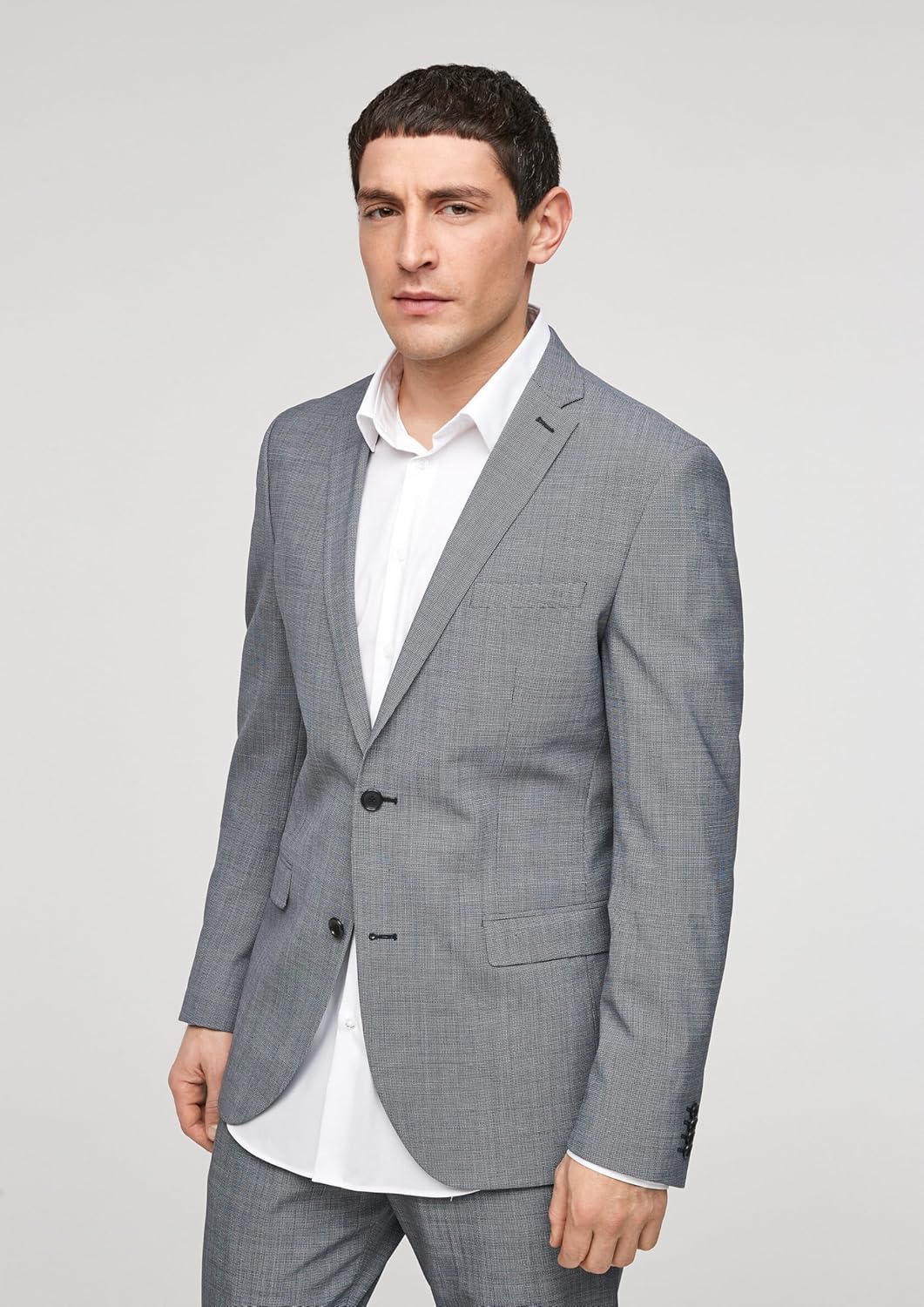 s.Oliver BLACK LABEL Slim: Elastisches Sakko aus Wollmix 98 Dark Blue Check, 98 Dark Blue Check