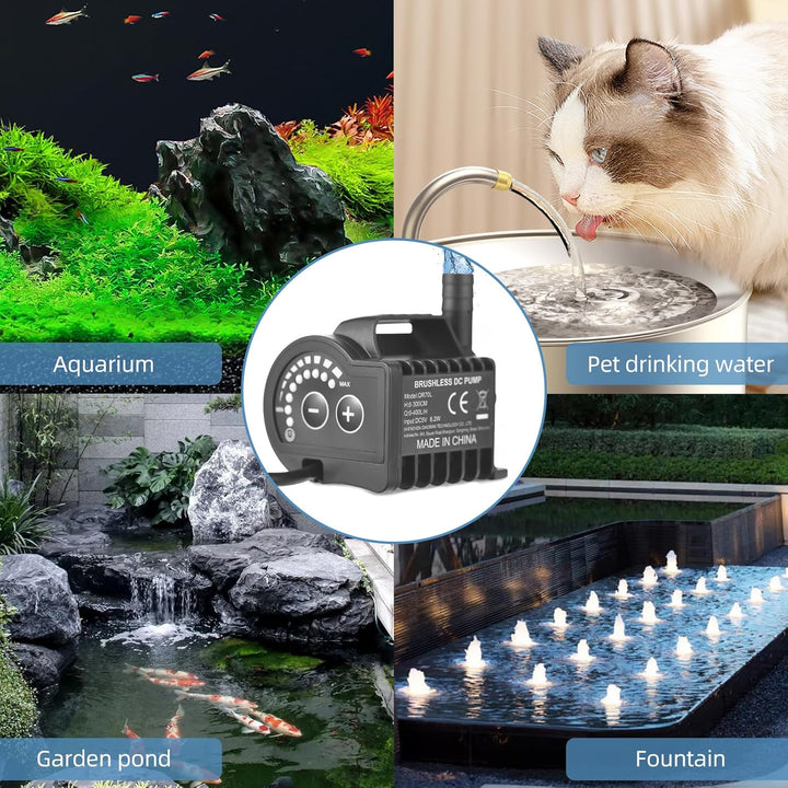 Elektrische Wasserpumpe, QR70L 5V 6.2W 0-400L/H Mikro Tauchwasserpumpe, 8 Stufen Einstellbar Drehzah