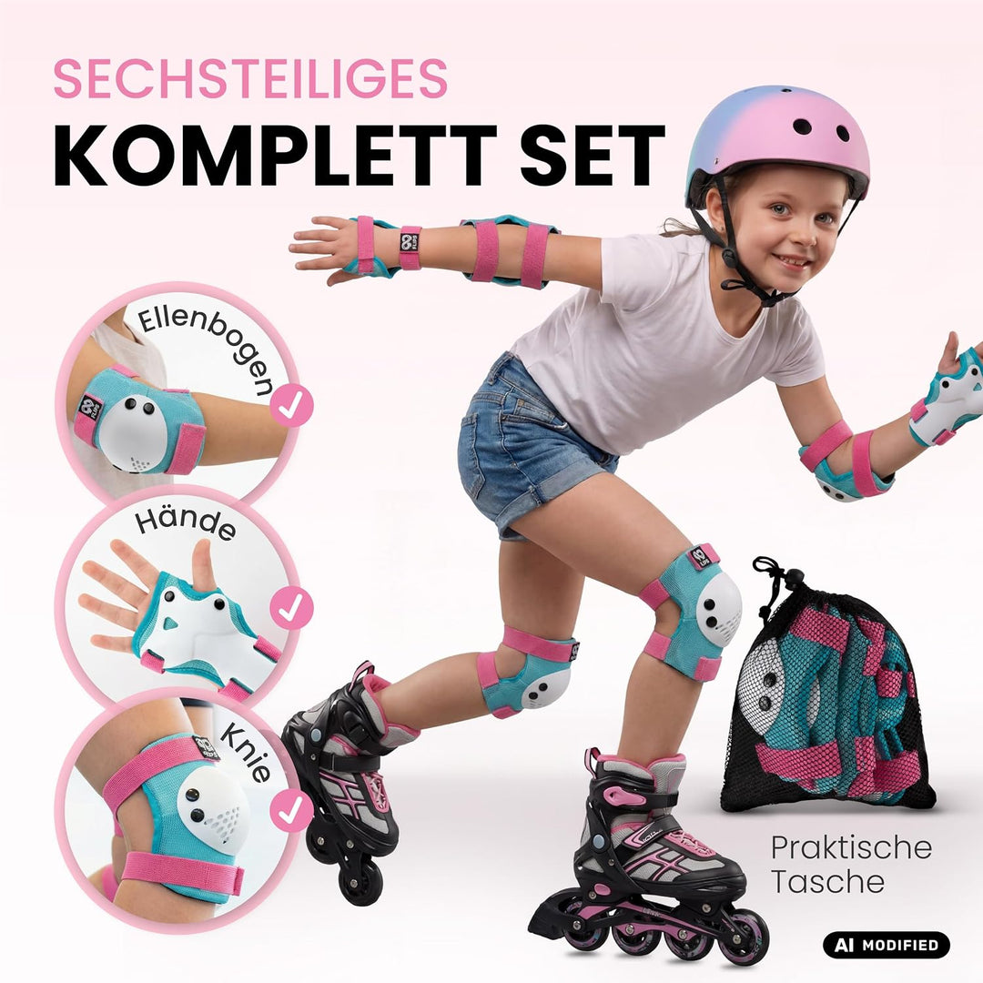 99FLIPS Schützer Inliner Kinder Set 3-12 Jahre [6er Set] mit Knieschoner, Ellenbogenschoner und Hand