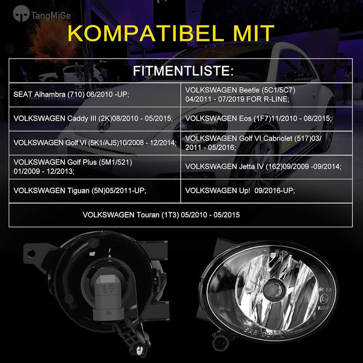 TangMiGe Nebelscheinwerfer für Volkswagen Tiguan Beetle Caddy 3 Eos Golf 6 / Cabriolet/Plus Jetta 4