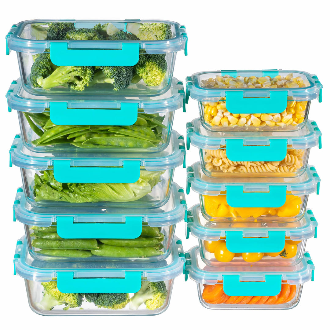 MFY 10er-Set (1040ml & 400ml) Glasbehälter mit Deckel Set, Meal Prep Boxen Glas Frischhaltedosen Gla
