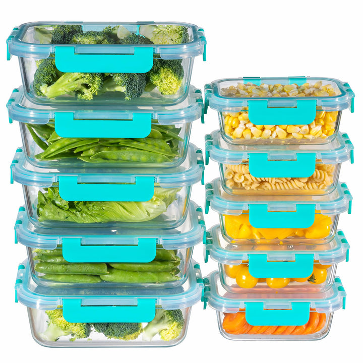 MFY 10er-Set (1040ml & 400ml) Glasbehälter mit Deckel Set, Meal Prep Boxen Glas Frischhaltedosen Gla