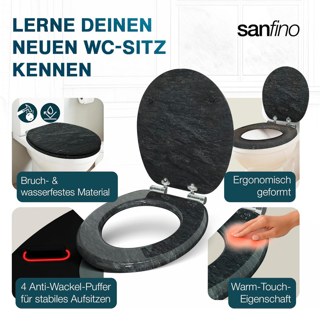 Premium WC Sitz mit Absenkautomatik – hochwertige Toilettendeckel aus Holz, viele bunte Motive, hohe