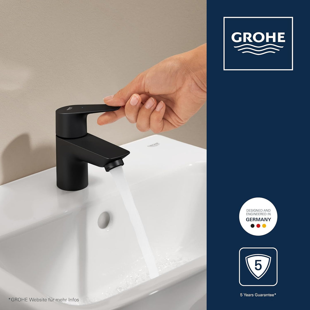 GROHE StartEdge, Waschtischarmatur klein, wassersparend (Wasserhahn für das Bad, Badarmatur mit 3in1