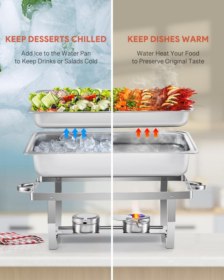 Wilprep Chafing Dish Edelstahl Buffet-Set Warmhaltebehälter Speisenwärmer Wärmebehälter Rechaud für
