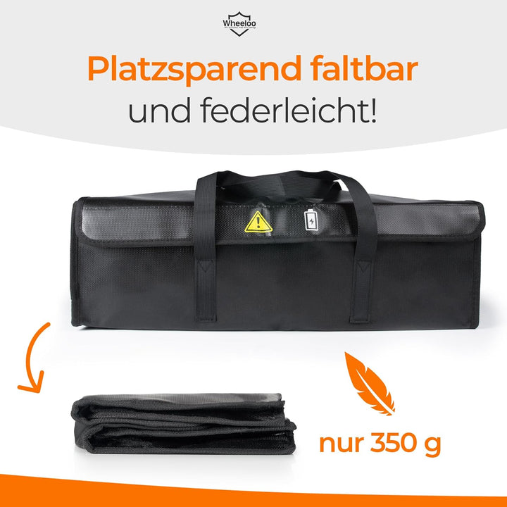 Wheeloo Ebike Akku Tasche I sicher Laden Dank Kabeldurchführung I Sicherheitstasche in Zwei Grössen