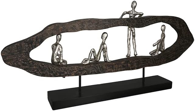 Casablanca modernes Design GILDE Deko Skulptur Figur - Beste Freunde - Hang Out Silber, Holz/Alu - B
