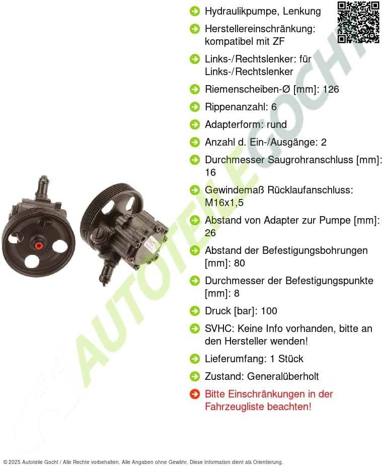TRW Hydraulikpumpe, Lenkung (JPR868)