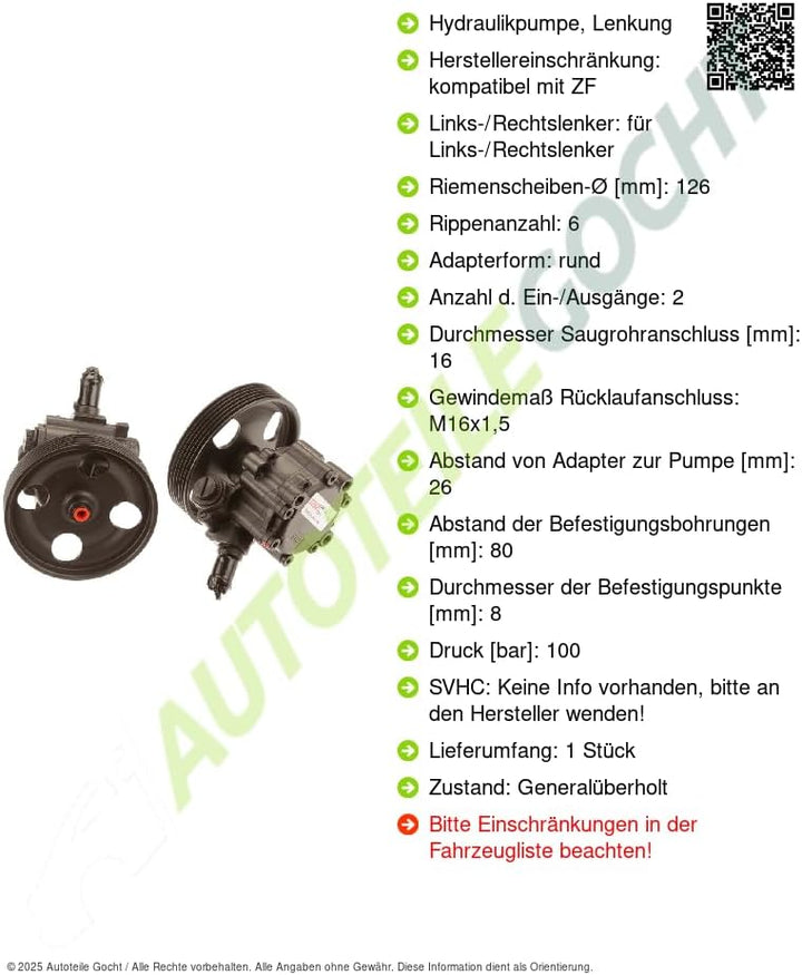 TRW Hydraulikpumpe, Lenkung (JPR868)