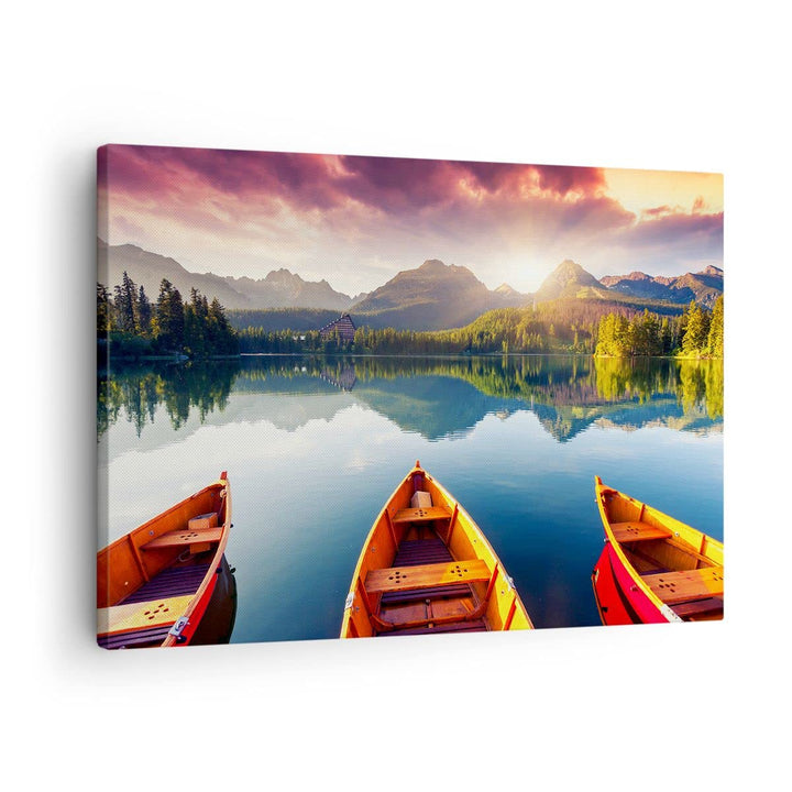 ARTTOR Bilder auf Leinwand See Natur Leinwandbild mit Rahmen 70x50cm Wandbilder Dekoration Wohnzimme