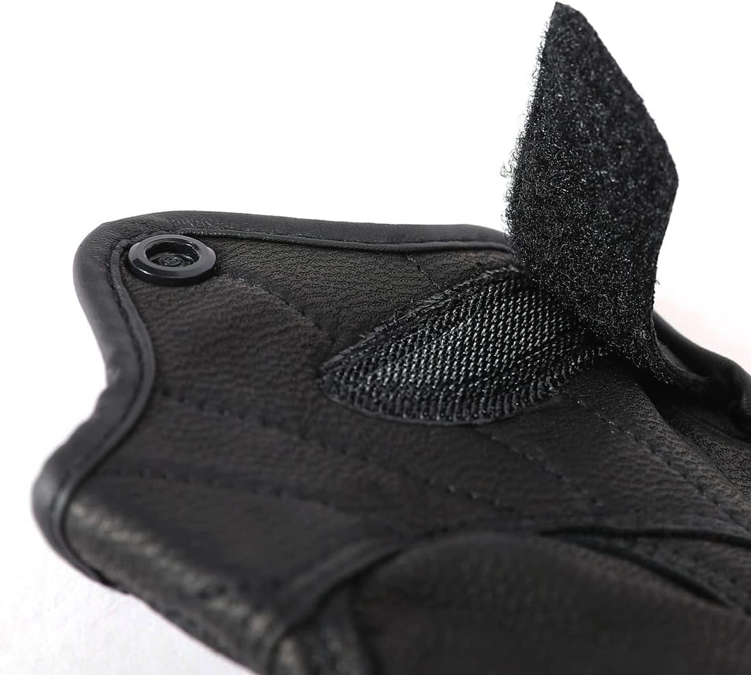 Harssidanzar Herren Vollfinger Ziegenleder Touchscreen Motorrad Fingerlose Handschuhe GM037EU S Schw