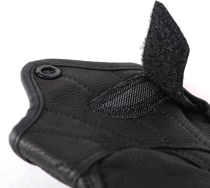 Harssidanzar Herren Vollfinger Ziegenleder Touchscreen Motorrad Fingerlose Handschuhe GM037EU S Schw