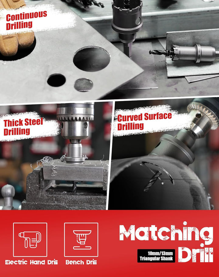 EZARC Lochsäge Hartmetall-Bohrer, Tiefer Schnitt Lochöffner für Löchern in Dick Edelstahl und Metall
