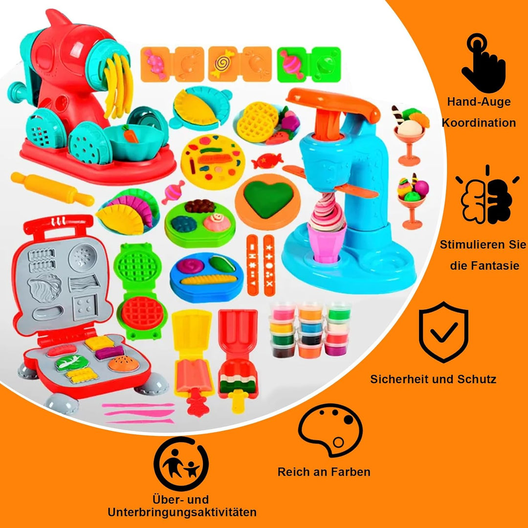 Knete Eiscreme Maschine Set – Kinder Knete Zubehör DIY Spielzeugset für Jungen & Mädchen, Kreatives