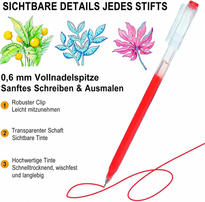 Laconile 168 Farben Glitzerstifte Gel – 0,6mm Feine Spitze Gel Pens Set & Gelstifte Set – Glitzer Ge