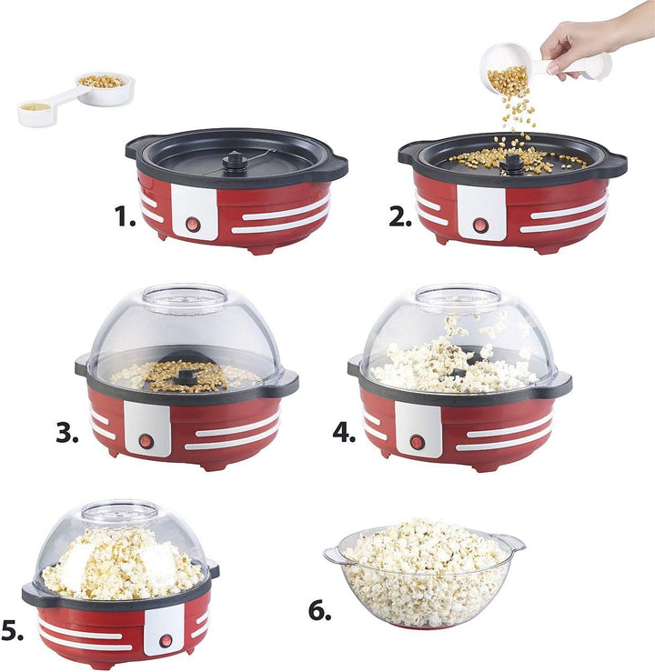 Rosenstein & Söhne Popcorn Topf: Retro-Popcorn-Maschine mit Rührwerk und Antihaftbeschichtung, 850 W