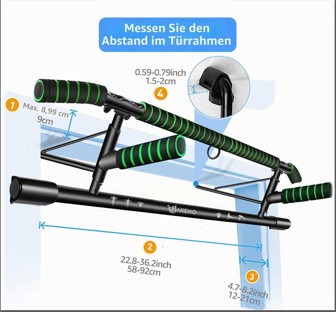 Klimmzugstange Türrahmen - Stark belastbare Pull up bar [bis 200 KG]- Inklusive Schlingentrainer Pro