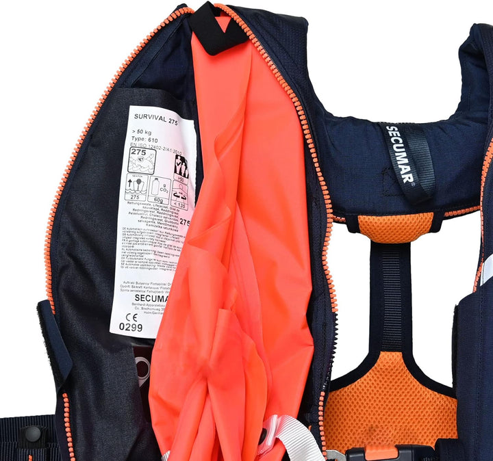 Automatische Rettungsweste Secumar Survival 275 Harness dunkelblau / orange