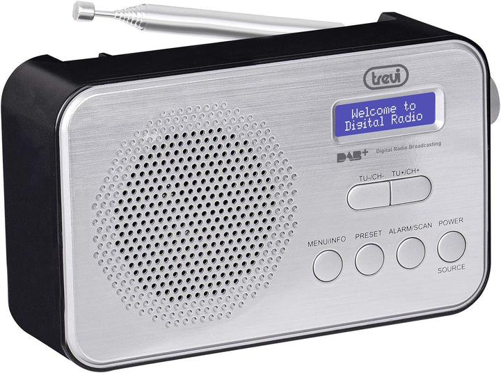 Trevi DAB 7F92 R Tragbares Radio DAB/DAB+, Hochlesbarkeit Punktmatrix-Display, Uhr mit 2 programmier