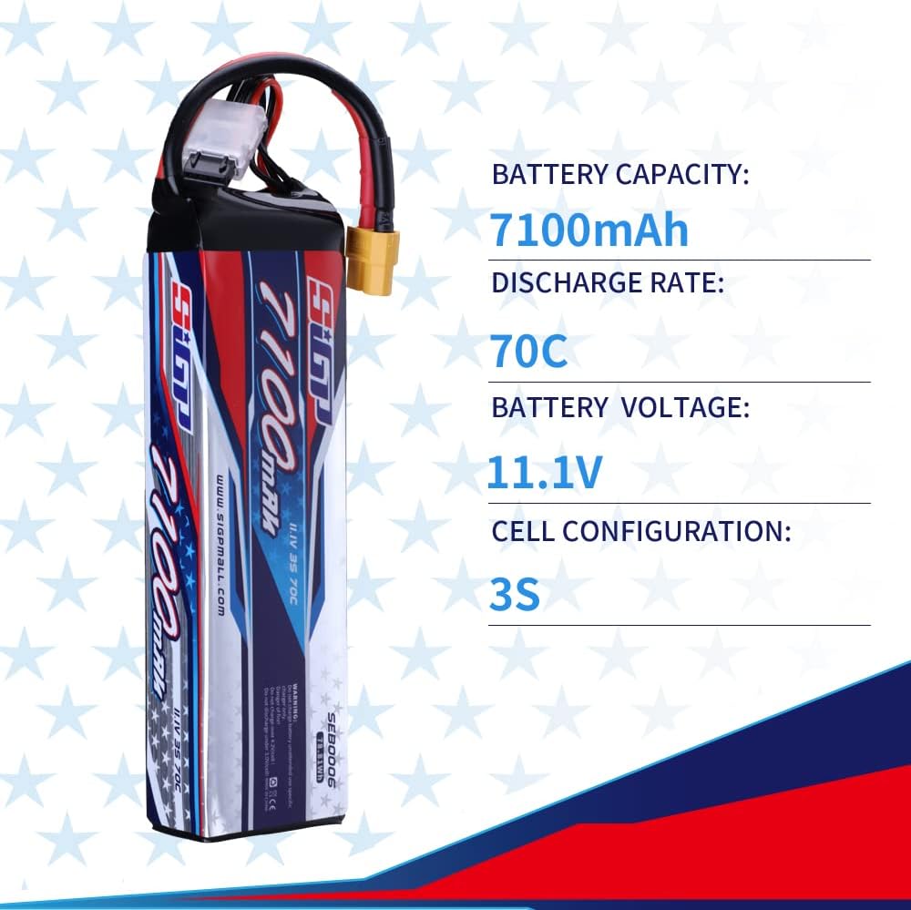 SIGP 3S 11,1V Lipo Akku 7100mAh 70C Soft Pack mit XT60 Anschluss für RC Auto Fahrzeuge LKW Tank Boot