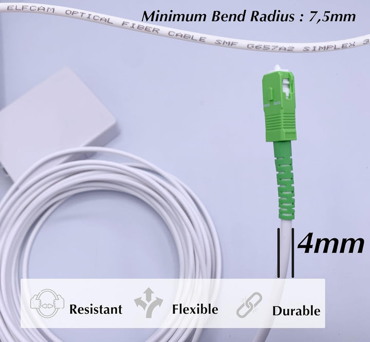 Elfcam® - 15m Glasfaser-Kabel SC/APC auf SC/APC Stecker mit Glasfaser-Abschlusspunkt (G-BOX Abschlus