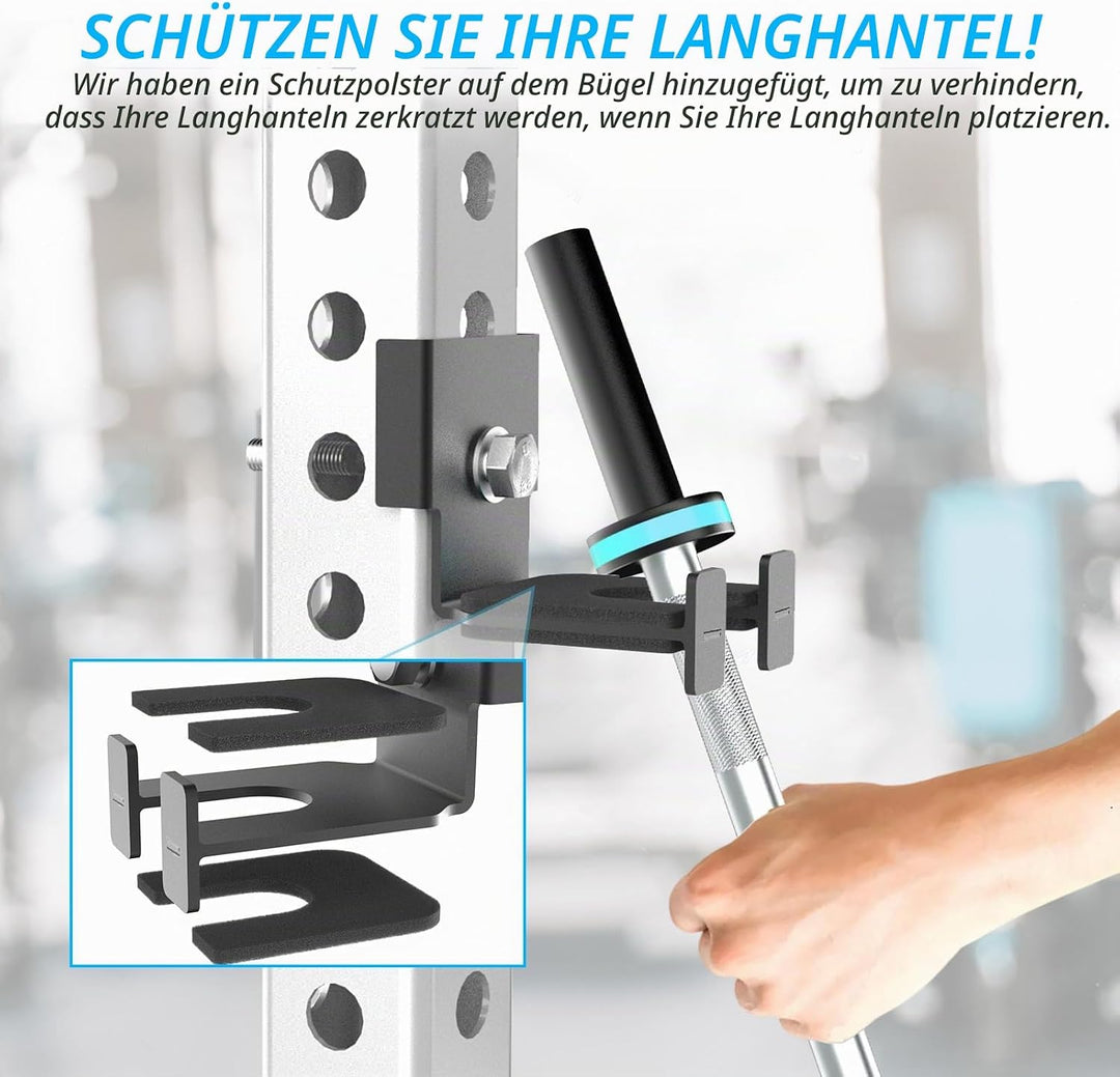 J Bryant Langhantelhalter für 3x3 &amp; 2x3 Power Racks - Ohne Bohren, Robuste Stahlstangenaufbewahrung