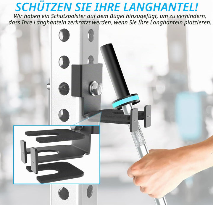 J Bryant Langhantelhalter für 3x3 &amp; 2x3 Power Racks - Ohne Bohren, Robuste Stahlstangenaufbewahrung