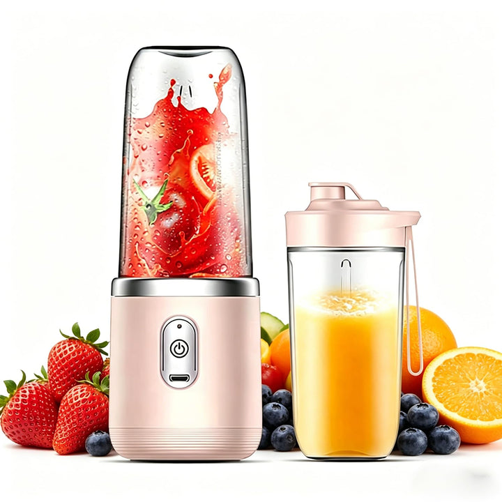 Tragbarer Elektrischer Saftpresse Mixer Smoothie Maker mit 2x400ml Flaschen Mixer Smoothie Maker to