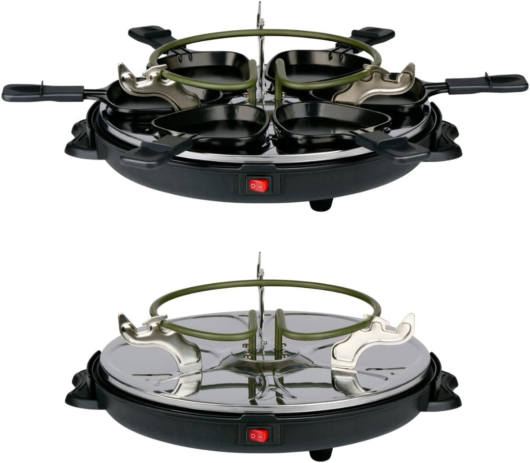 alpina Raclette-Grill 800W - Gourmet-Set für 8 Personen - mit abnehmbarer Grillplatte