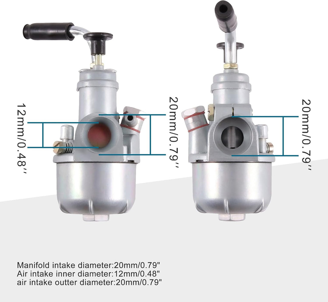 GOOFIT 12mm Vergaser Style Motorrad Ersatzteile Ersatz für 50cc Moto Cross 12mm Carburetor, 12mm Car