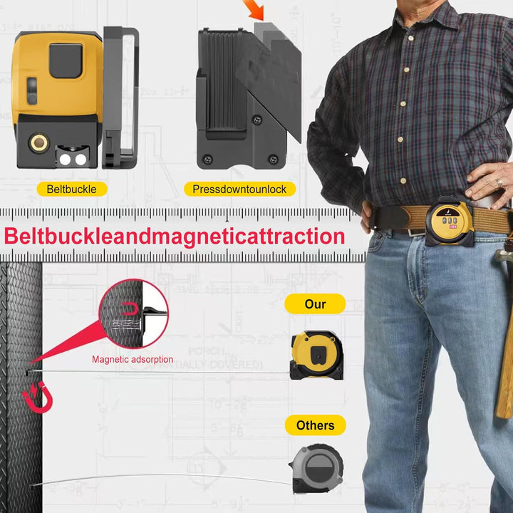 3-in-1 Laser Entfernungsmesser 40 m mit 5 m Massband und Laser-Kreuzmarkierer, Digitaler Abstandsmes