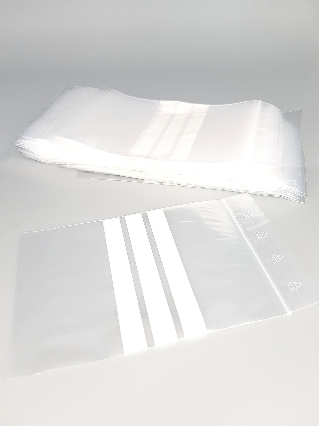 Druckverschlussbeutel - 3 weissen Streifen - 150mm x 180mm - 1000 Stück (10 x 100) - Hohe Qualität -