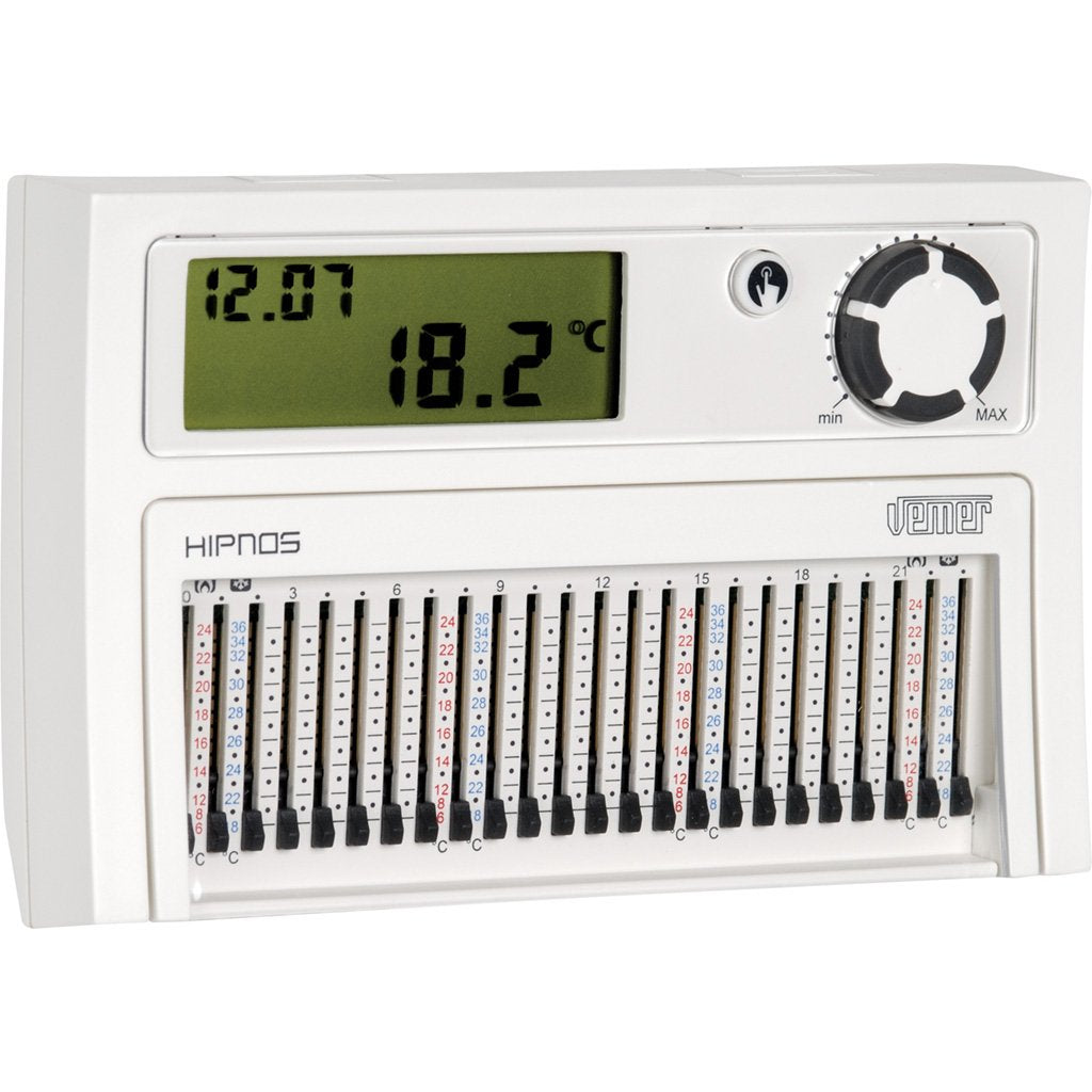 VEMER VE013900 HIPNOS Wandthermostat mit durch Steckreiter, Tagesprogrammierung, Batteriebetrieben,
