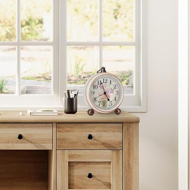 BVI BOOMERVIVI Tischuhr Analog 14 cm, Vintage Tischuhr ohne Ticken mit Lautlosem Uhrwerk, Batteriebe