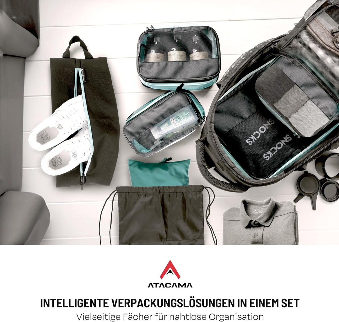 Atacama Premium Kompressions-Packwürfel-Set: Reissverschluss & Dual-Taschen, Packtaschen mit Kompres