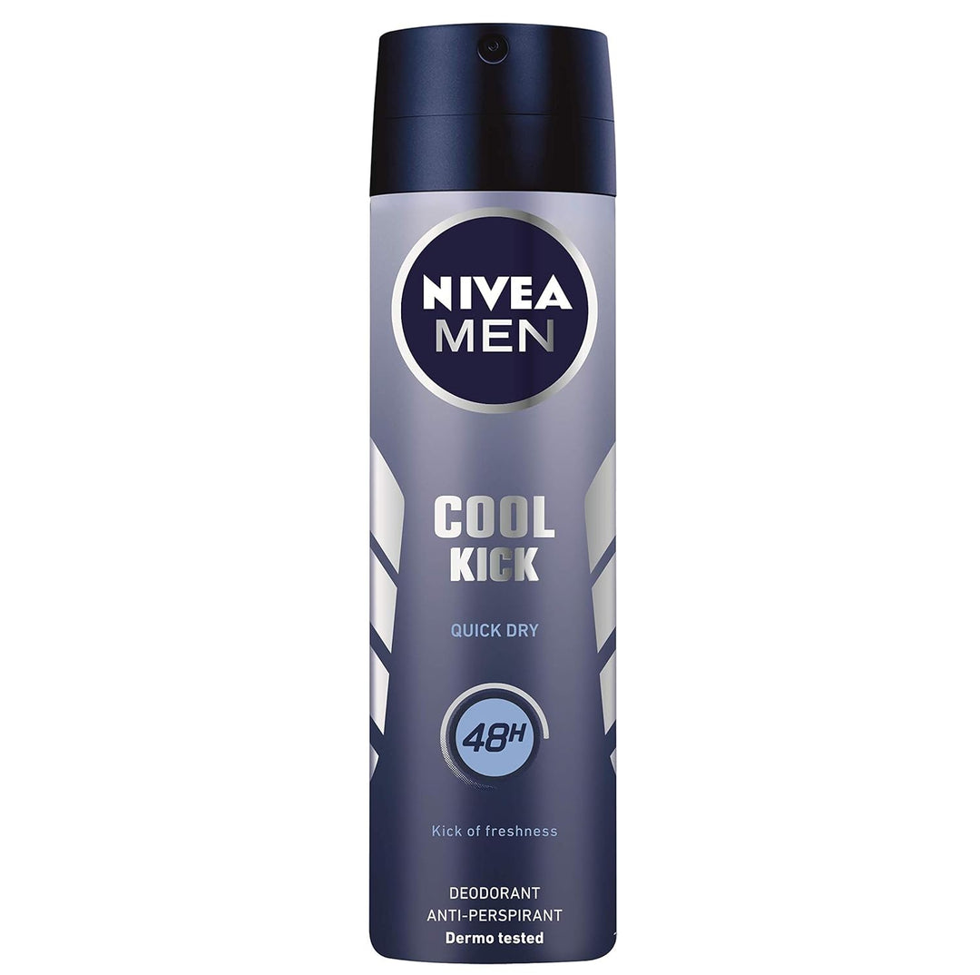 NIVEA Men Cool Kick Deodorant Spray 6 x 150 ml, Herren-Deodorant mit Cool-Care-Formel, Anti-Atmungsa