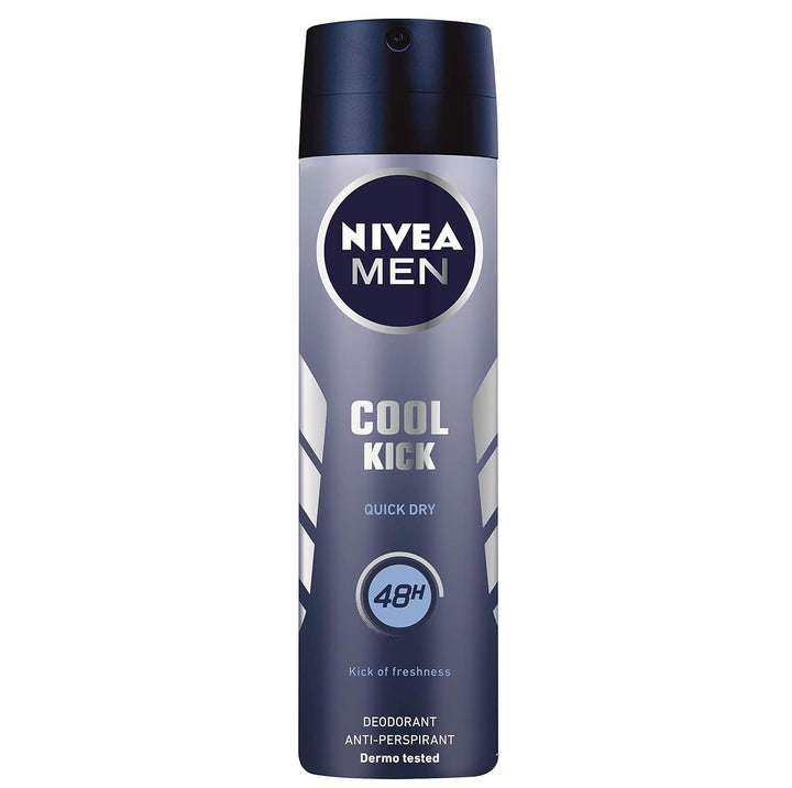 NIVEA Men Cool Kick Deodorant Spray 6 x 150 ml, Herren-Deodorant mit Cool-Care-Formel, Anti-Atmungsa