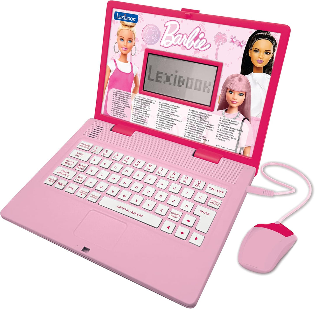 LEXIBOOK, Barbie, Bilingue Pädagogischer Computer Portugiesisch/Englisch, Brinquedo für Crianças com