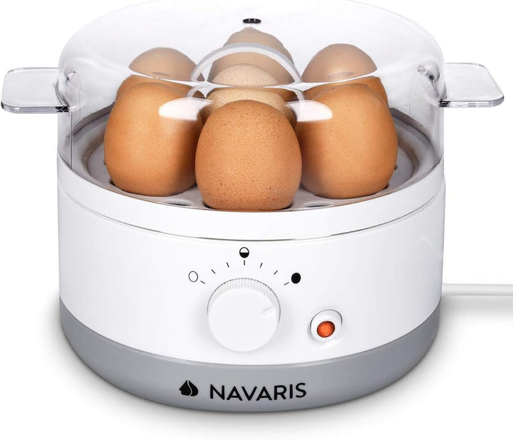 Navaris Eierkocher für 1-7 Eier - inkl. Wasser-Messbecher mit Eierstecher - Härtegrad einstellbar -