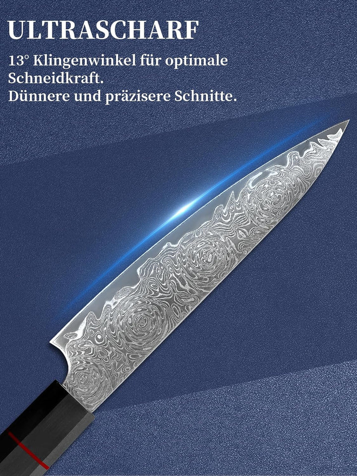 Plys Damastmesser Scharf Obstmesser Klein: Japanische Damast Schälmesser - Profi, Schwarz Holzgriff