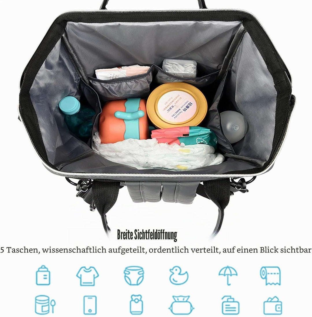 Baby Wickelrucksäcke, Wasserfester Windelrucksack mit Isolierten Fächern für Babys, Grosser Wickelru