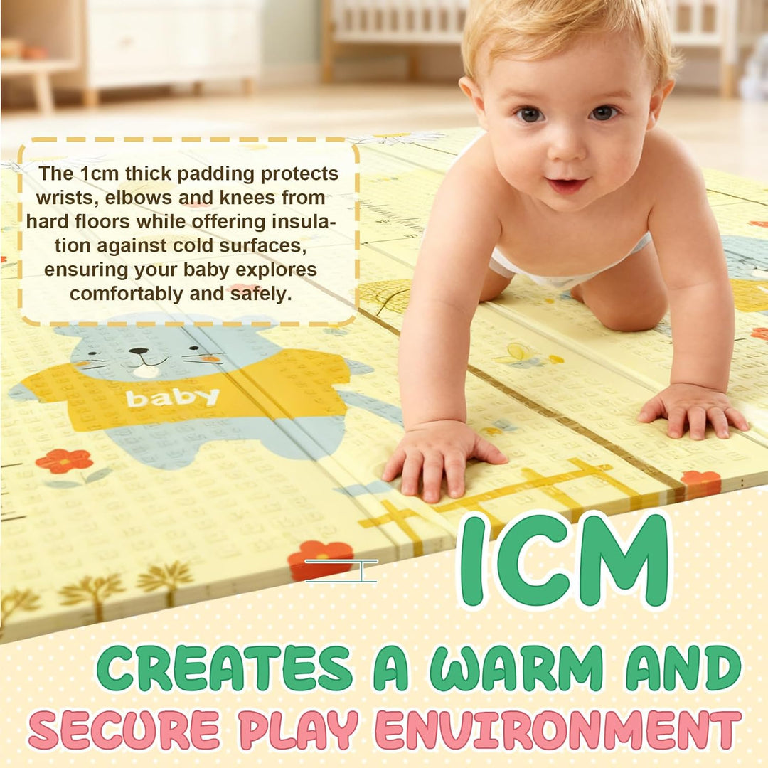 Soontrans Krabbelmatte Baby, Spielmatte Baby Faltbar, 200x180x1cm, Play Mat for Babies Doppelseitige