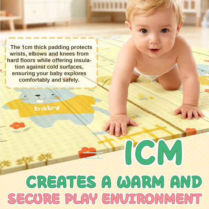 Soontrans Krabbelmatte Baby, Spielmatte Baby Faltbar, 200x180x1cm, Play Mat for Babies Doppelseitige
