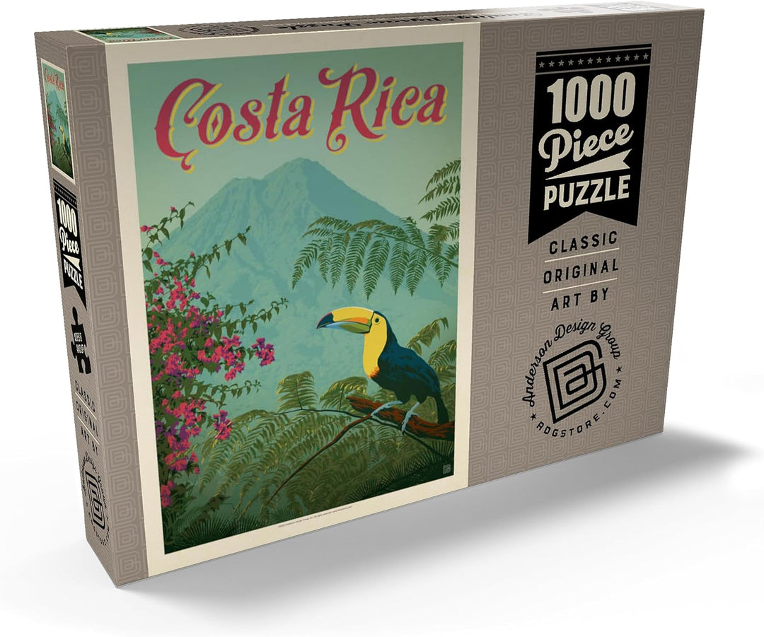 Costa Rica: Toucan in The Jungle, Vintage Poster - Premium 1000 Teile Puzzle - MyPuzzle Sonderkollek